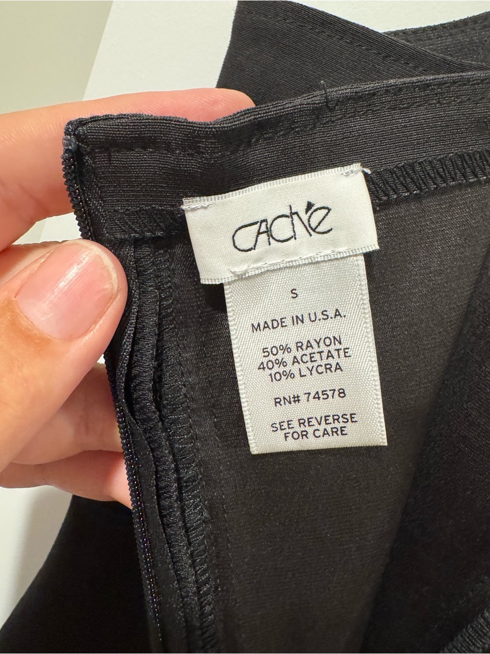 Vintage Cache Black Bodycon Cocktail Dress S Made in USA Rayon Acetate Lycra Lit - Picture 5 of 8